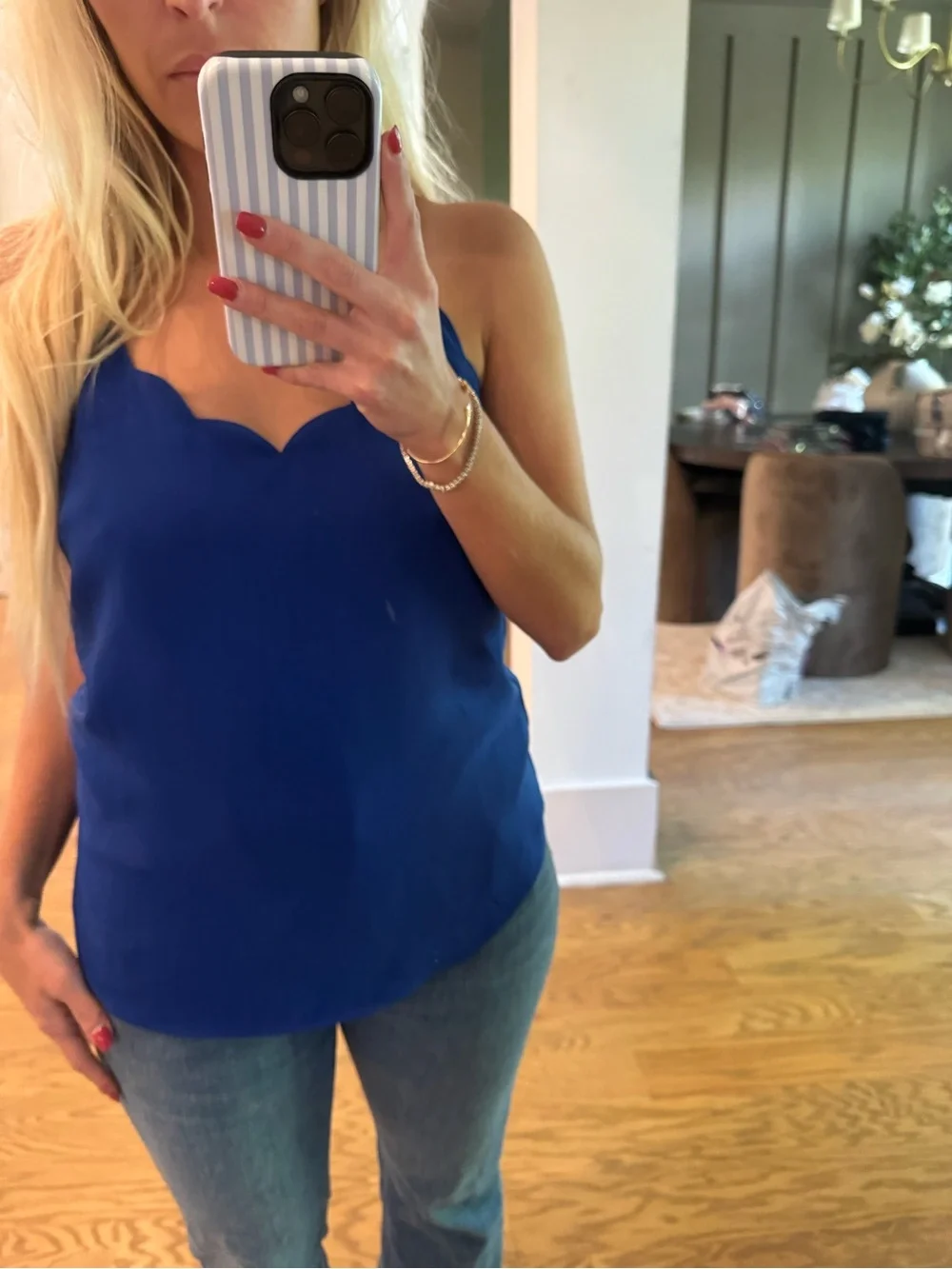 Jcrew Scallop Trim Royal Blue Spaghetti Tanktop